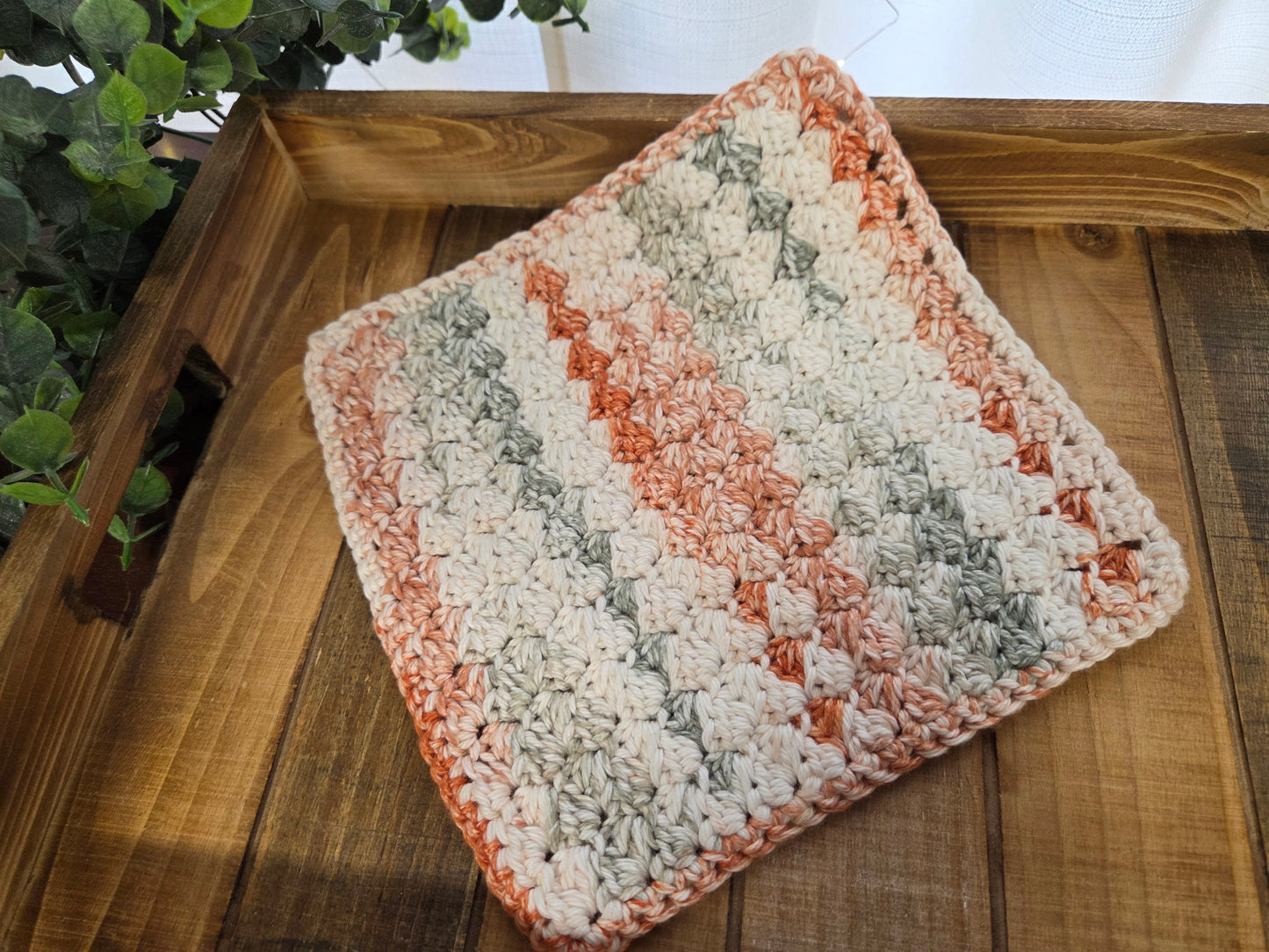 Rust & Teal Cotton Dishcloth
