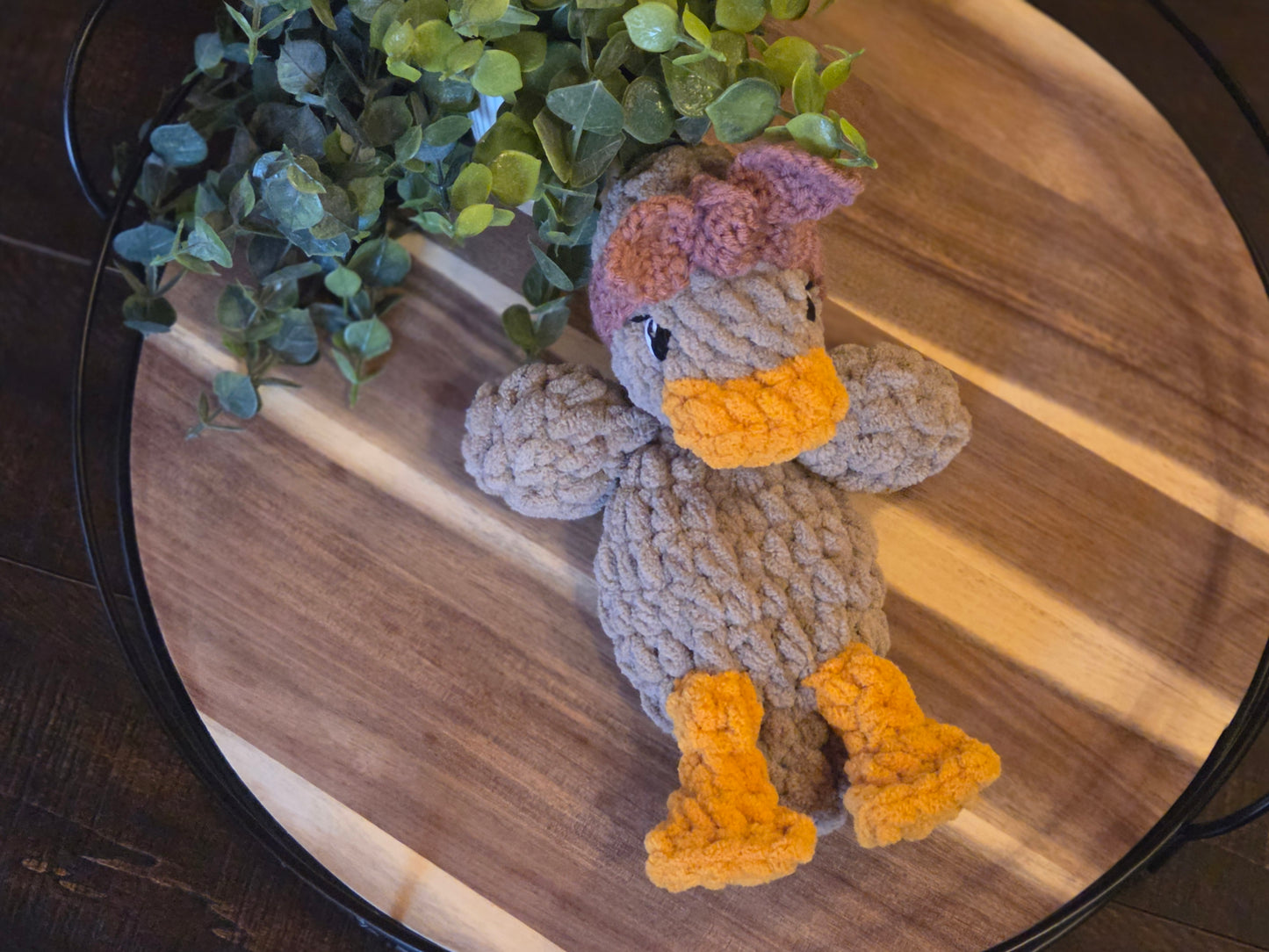 Baby Della Duck - Light Brown Duck with Pink Headband