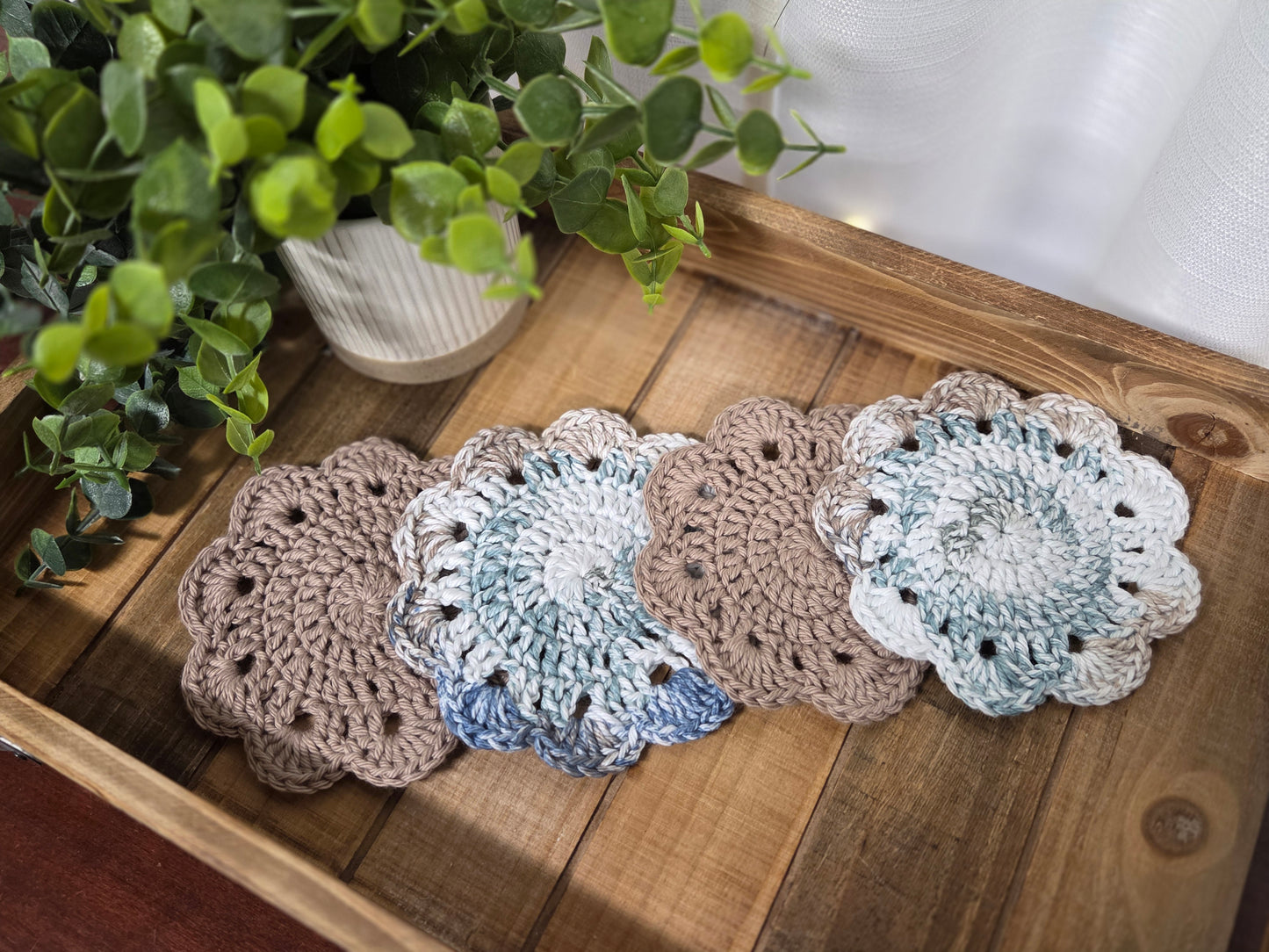Coasters - SET OF 4 - Brown and Moonlit Frost