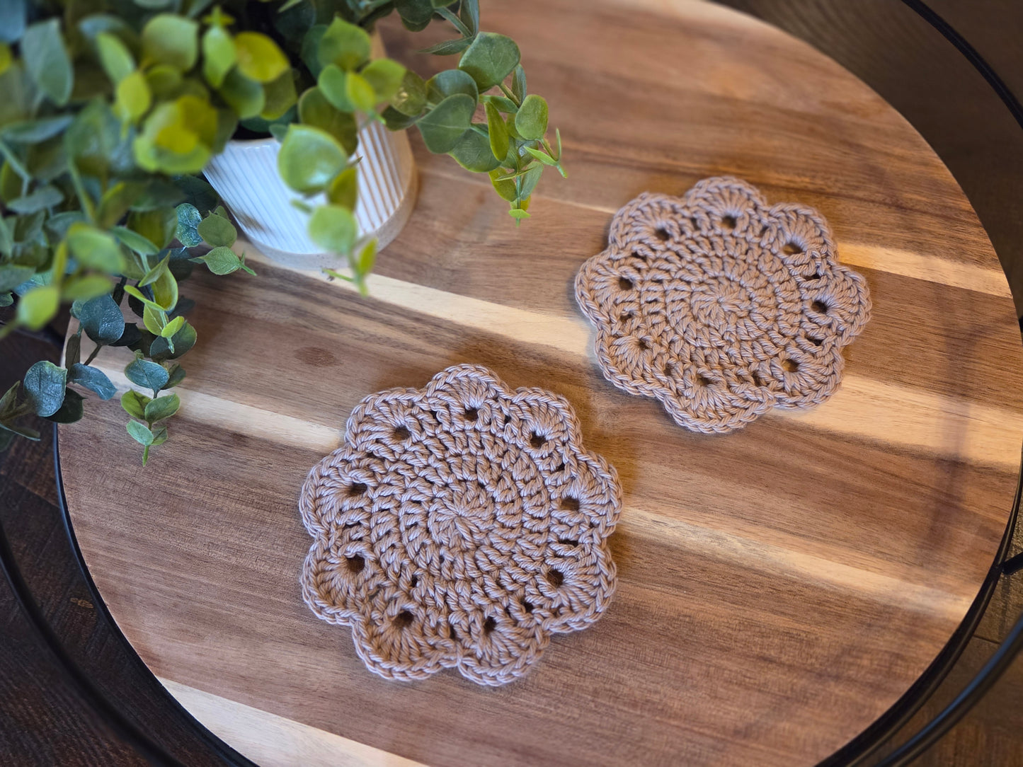 Coasters - SET OF 4 - Brown and Moonlit Frost