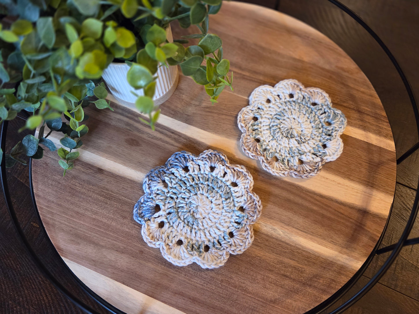 Coasters - SET OF 4 - Brown and Moonlit Frost