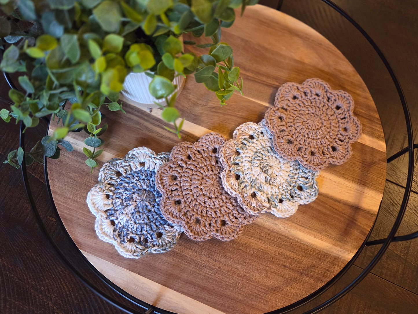 Coasters - SET OF 4 - Brown and Moonlit Frost