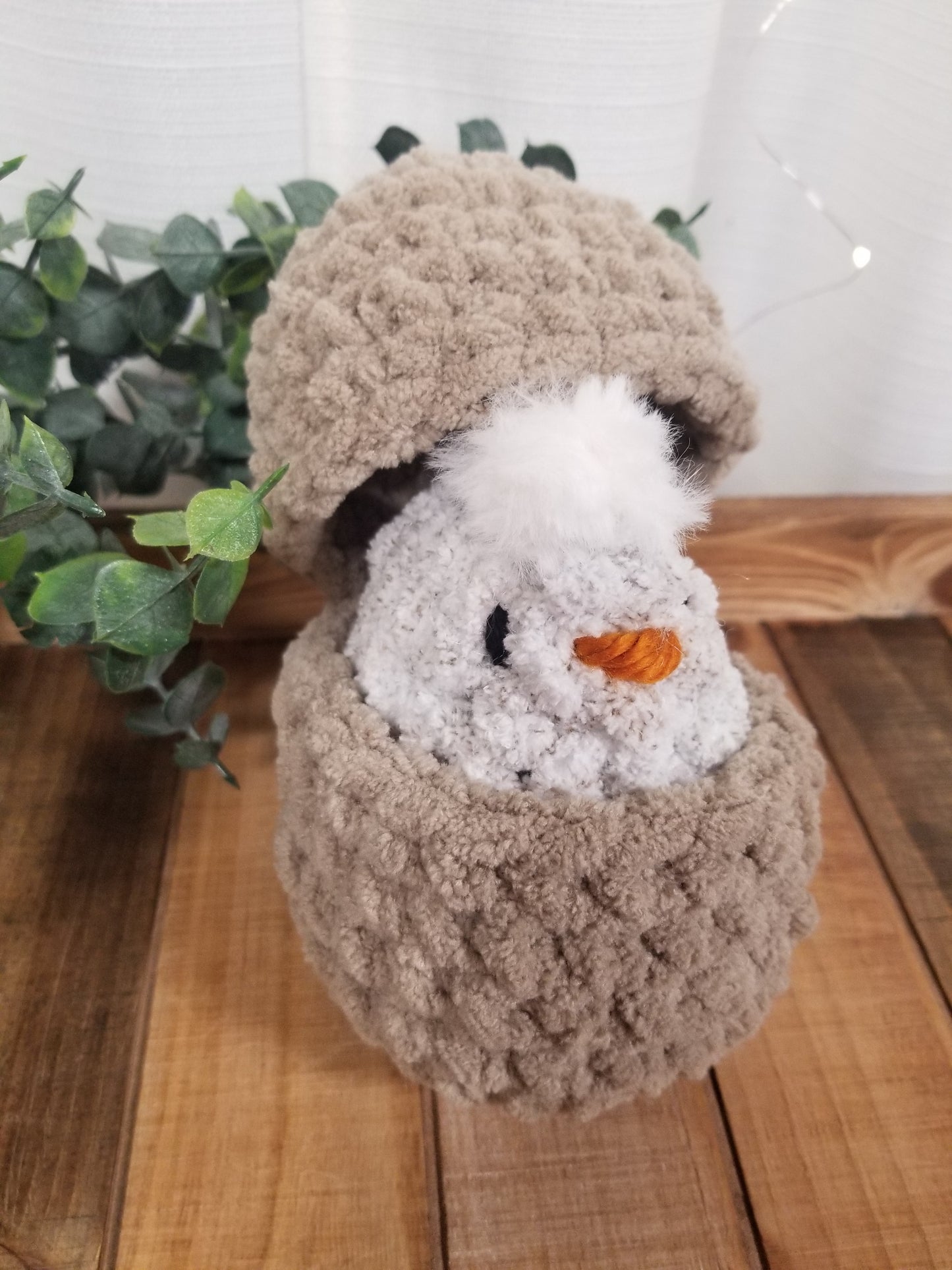 Hatching Chick in Egg (Brown Egg & Light Gray Chick)