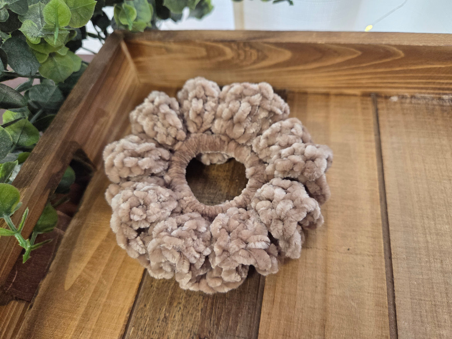 Velvet Scrunchie (Light Brown/Tan)