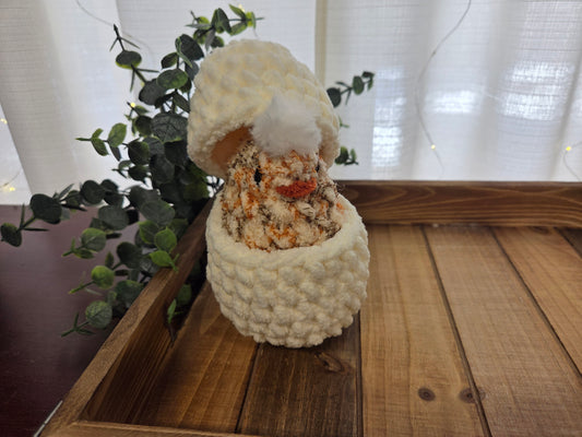 Hatching Chick in Egg (White Egg & Woodland Tweed Chick)