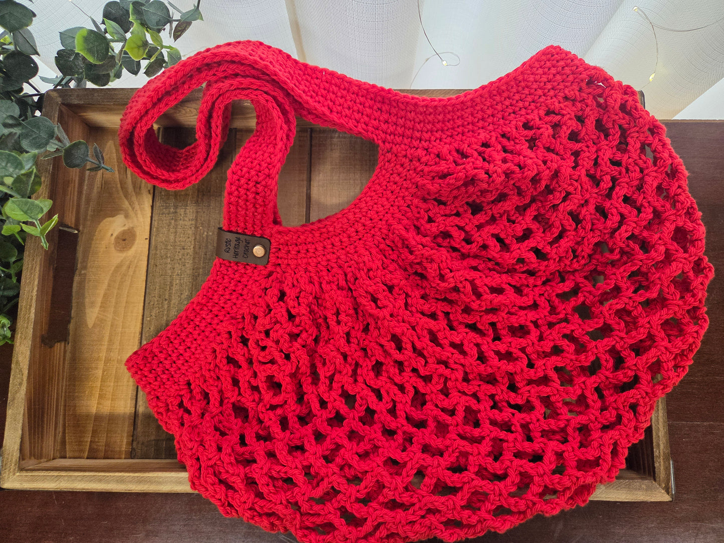 Cherry Red Mesh Market Bag