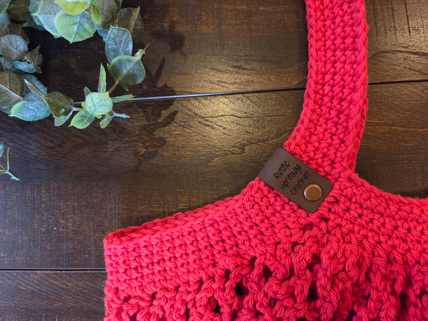 Cherry Red Mesh Market Bag