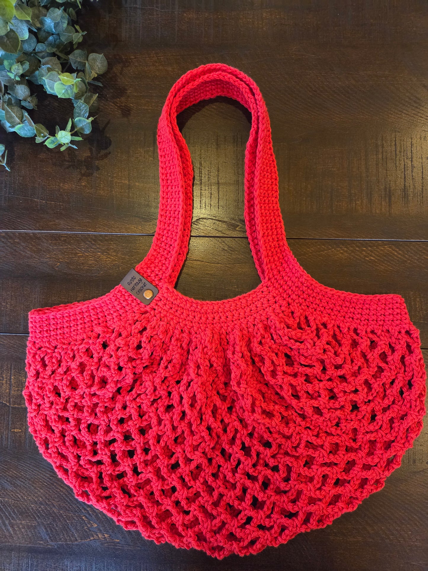 Cherry Red Mesh Market Bag