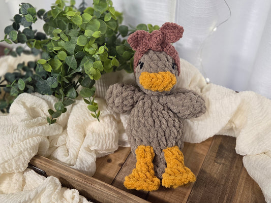 Baby Della Duck - Light Brown Duck with Pink Headband