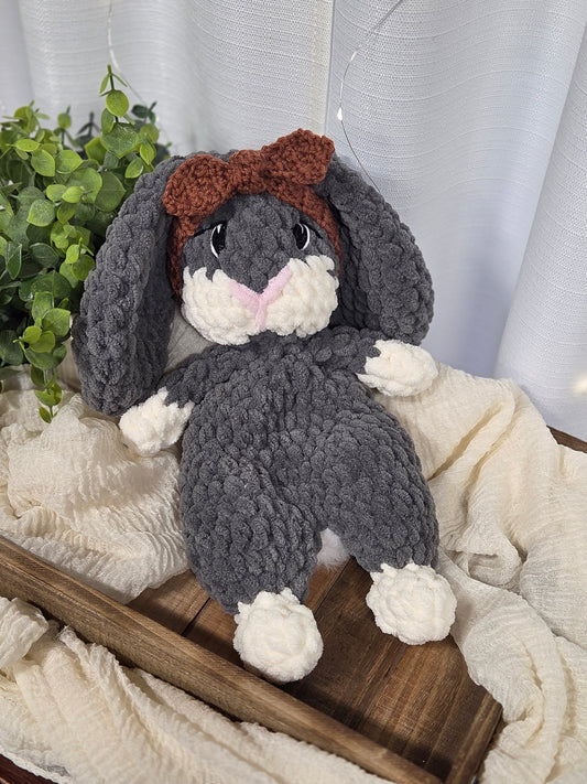 Bonnie Bunny Snuggler - Gray Bunny with Cranberry Headband
