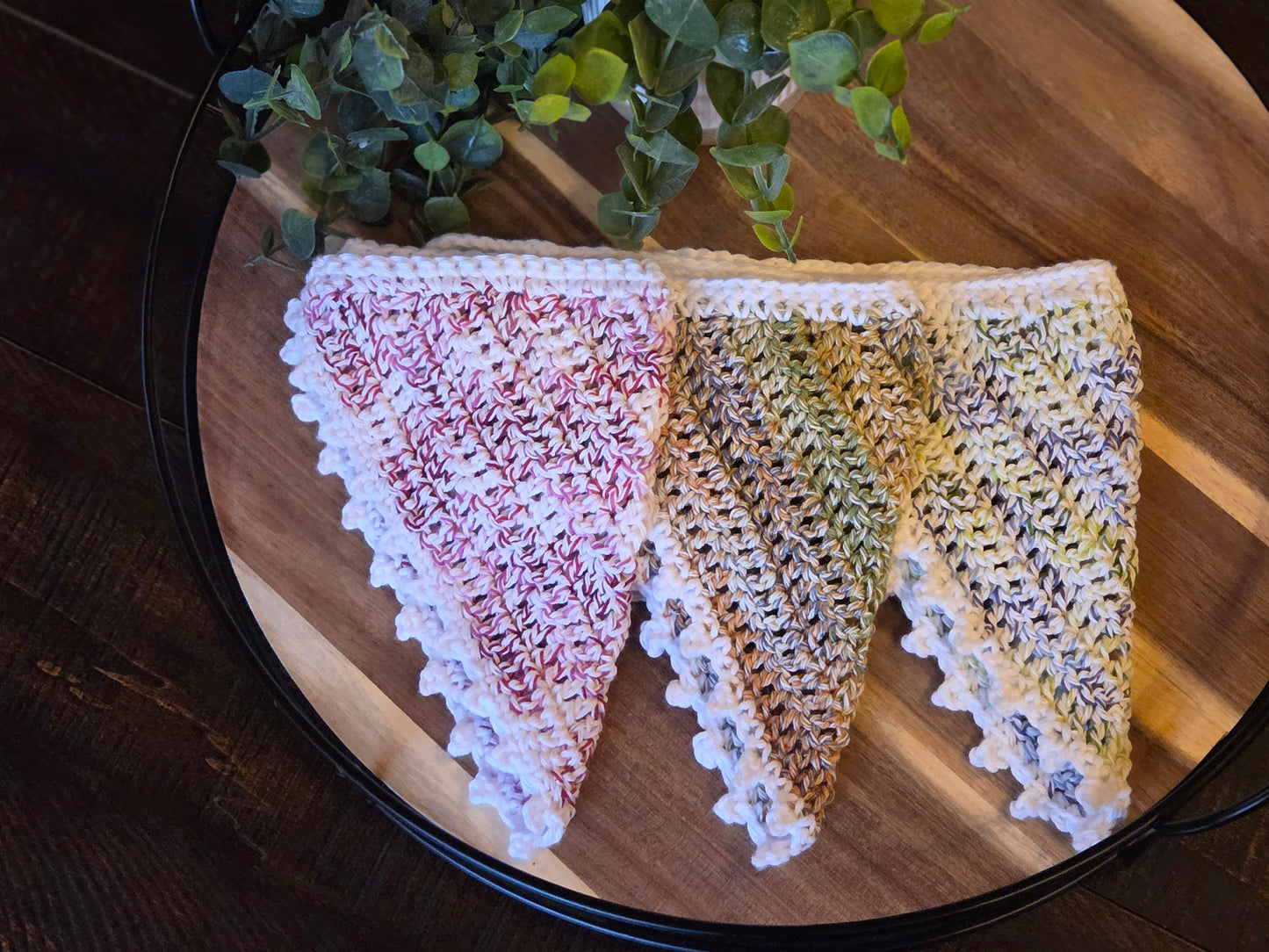 Picot Bandana - SET OF 3 - Red Sprinkles, Earth Tones, Blue & Green Sprinkles