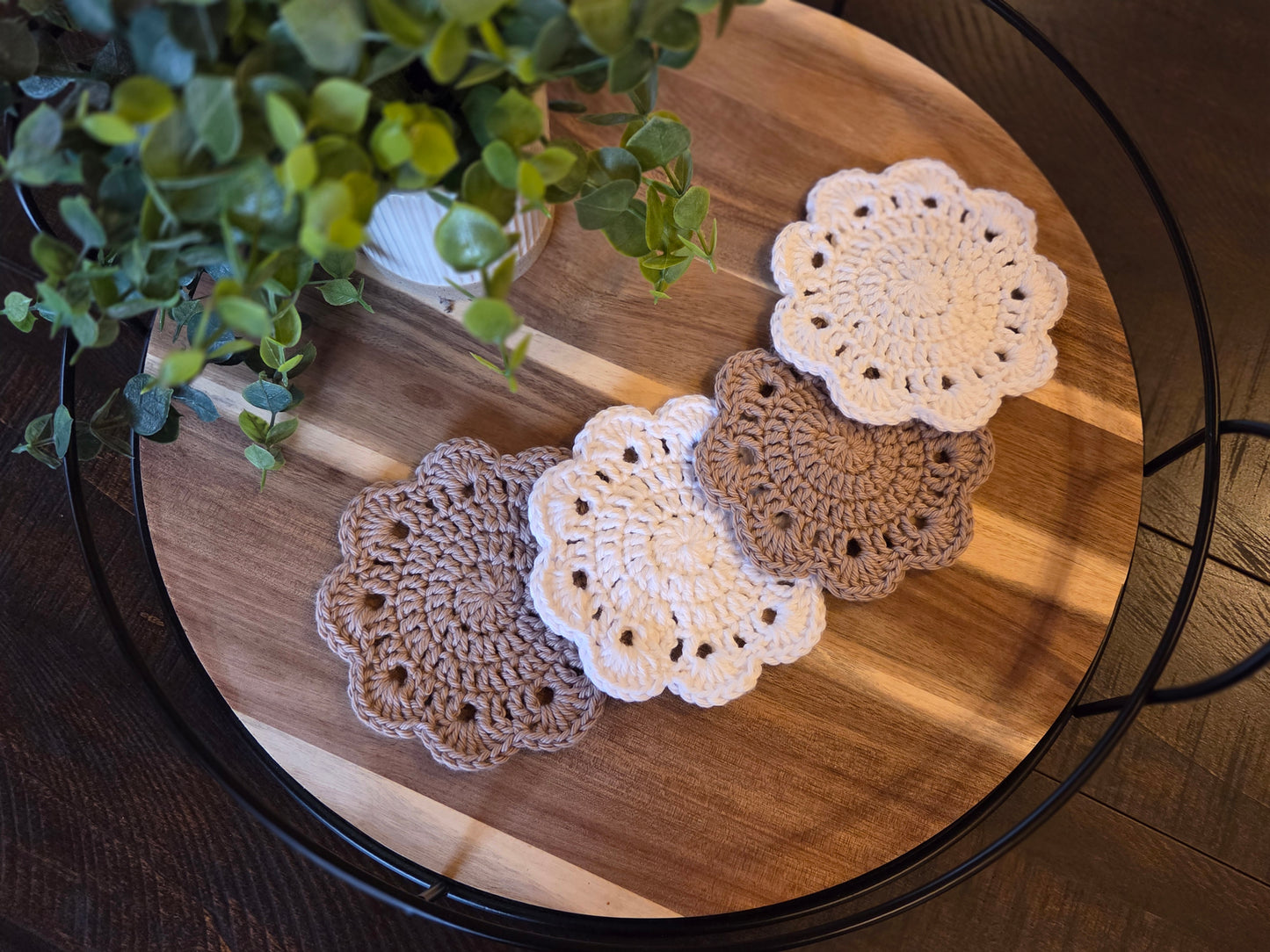 Coasters - SET OF 4 - White and Brown