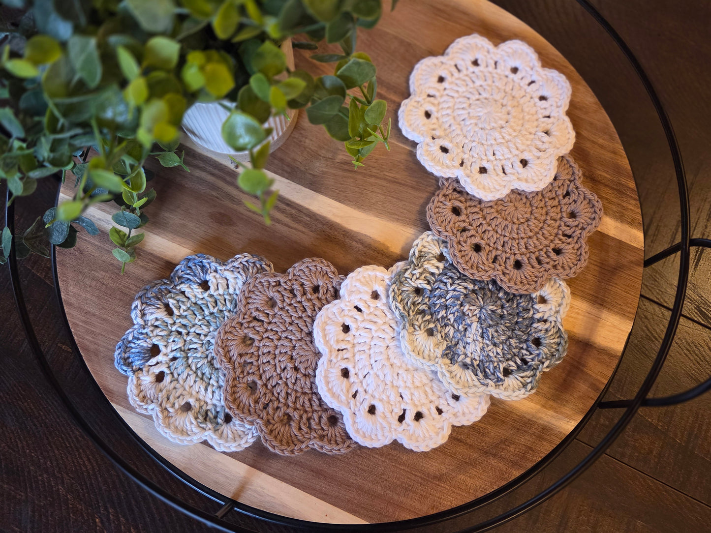 Coasters - SET OF 6 - White, Brown, & Moonlit Frost